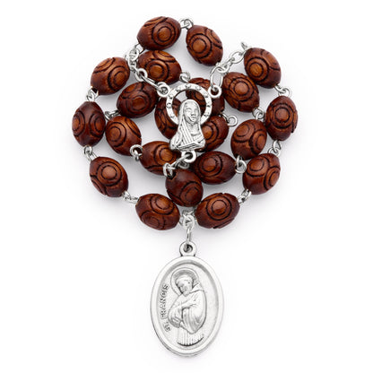 MONDO CATTOLICO ROMA Prayer Beads 18 cm (7.09 in) / 6 mm (0.24 in) Saint Francis Wooden Devotional Rosary