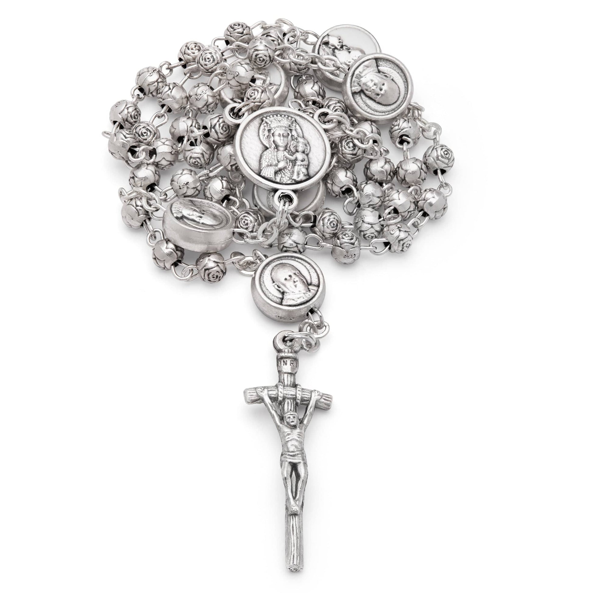 MONDO CATTOLICO Prayer Beads 36 cm (14.17 in) / 4 mm (0.15 in) Saint John Paul II Rosary in Enamel White Box