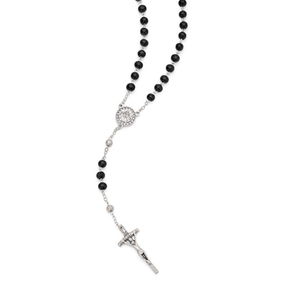 MONDO CATTOLICO ROMA Rosary 42 cm (16.54 in) / 6 mm (0.24 in) / 62 cm (24.41 in) Saint John Paul II Rosary with Black Wood Beads and Metal Crucifix