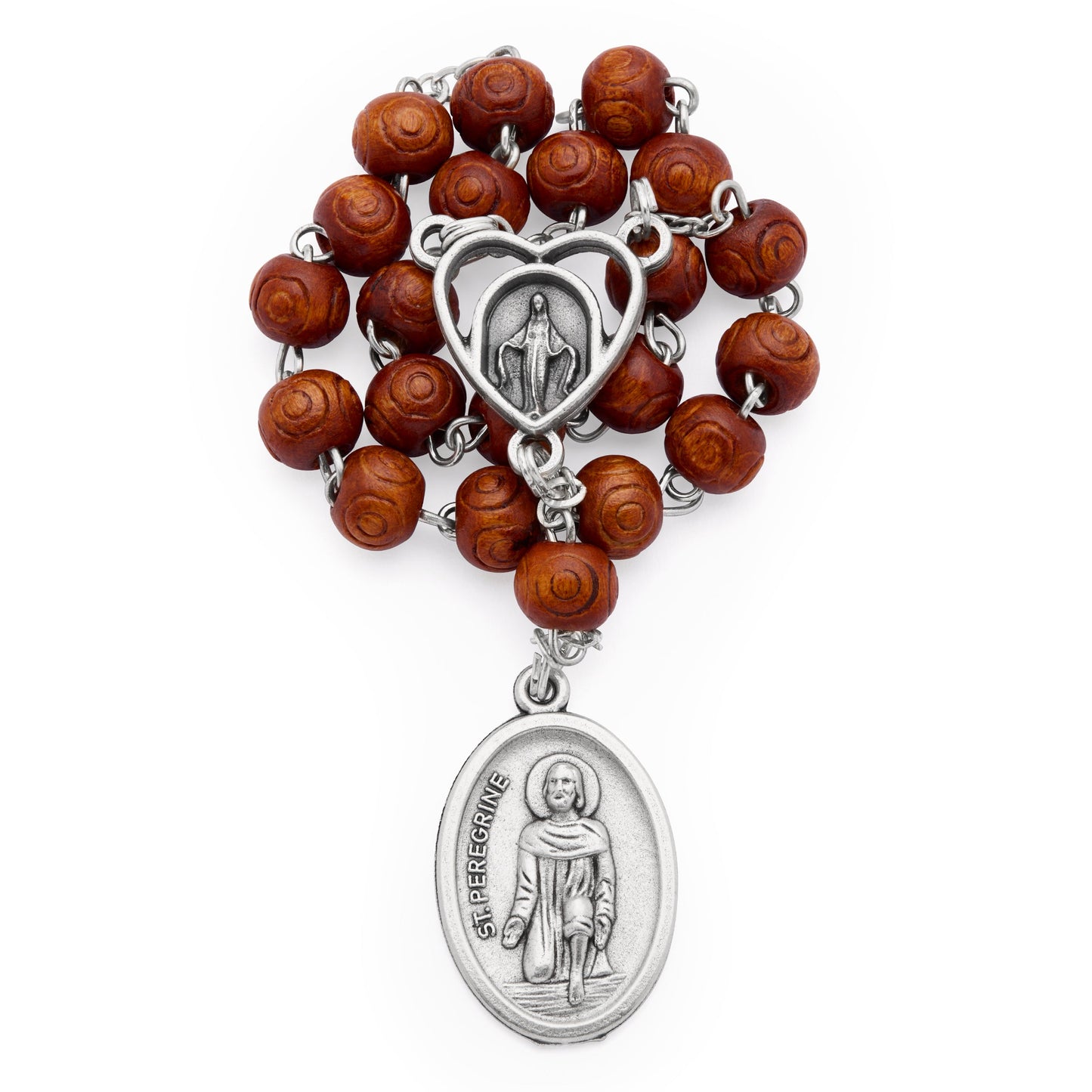MONDO CATTOLICO ROMA Prayer Beads 18 cm (7.09 in) / 6 mm (0.24 in) Saint Peregrine Wooden Devotional Rosary