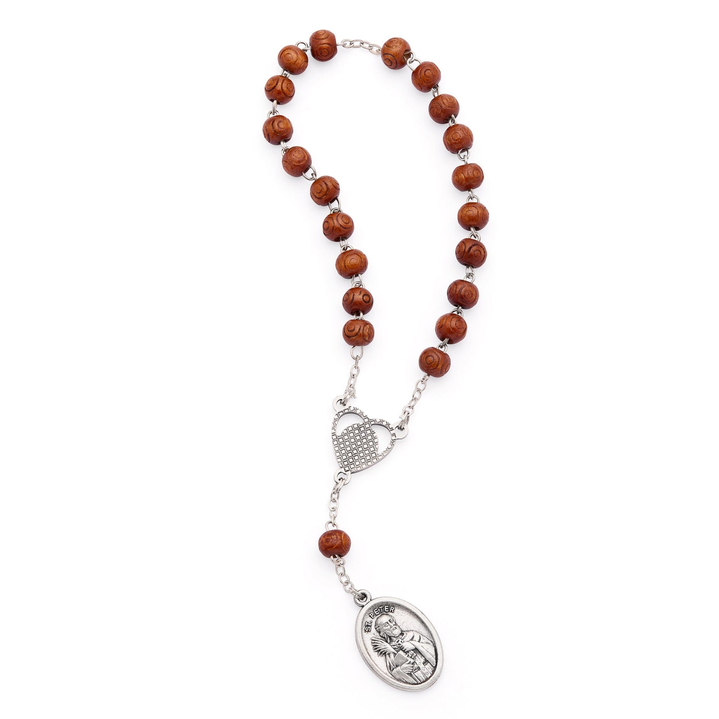 MONDO CATTOLICO ROMA Prayer Beads 18 cm (7.09 in) / 6 mm (0.24 in) Saint Peter and Saint Paul Wooden Devotional Rosary