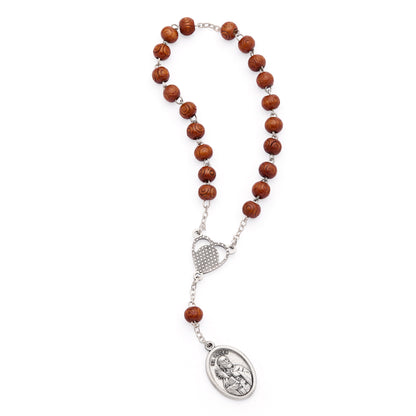 MONDO CATTOLICO ROMA Prayer Beads 18 cm (7.09 in) / 6 mm (0.24 in) Saint Peter and Saint Paul Wooden Devotional Rosary