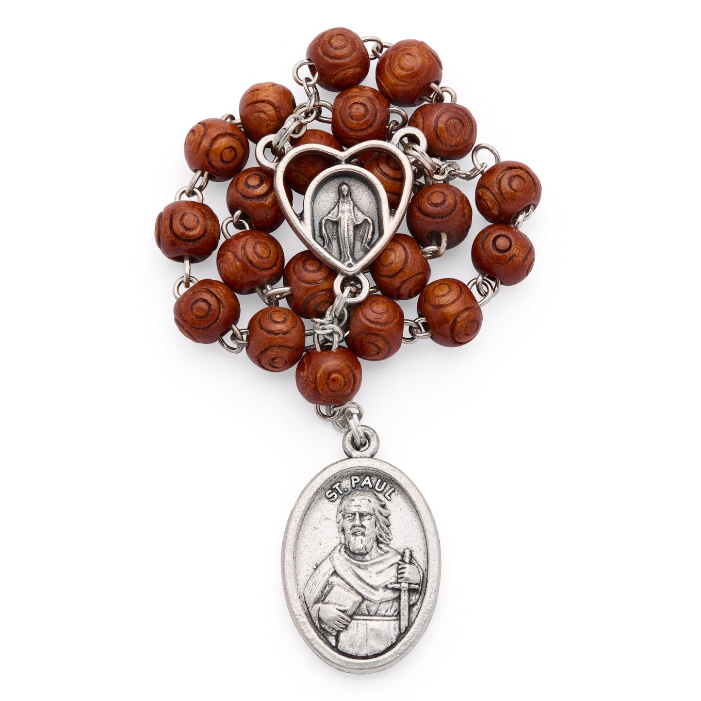 MONDO CATTOLICO ROMA Prayer Beads 18 cm (7.09 in) / 6 mm (0.24 in) Saint Peter and Saint Paul Wooden Devotional Rosary