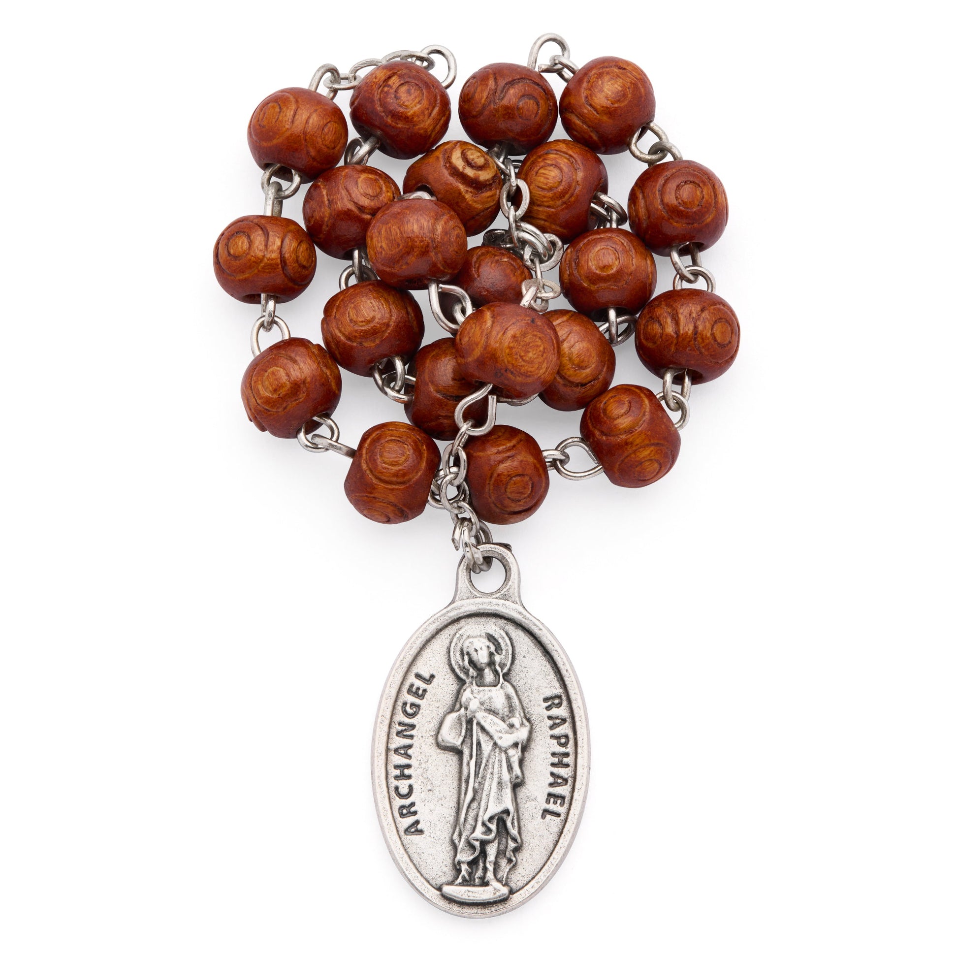 MONDO CATTOLICO ROMA Prayer Beads 18 cm (7.09 in) / 6 mm (0.24 in) Saint Raphael Wooden Devotional Rosary
