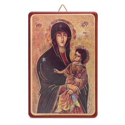 MONDO CATTOLICO ROMA Painting 7.50 x 11.50 cm (2.95 x 4.53 in) Salus Populi Romani Wooden Panel