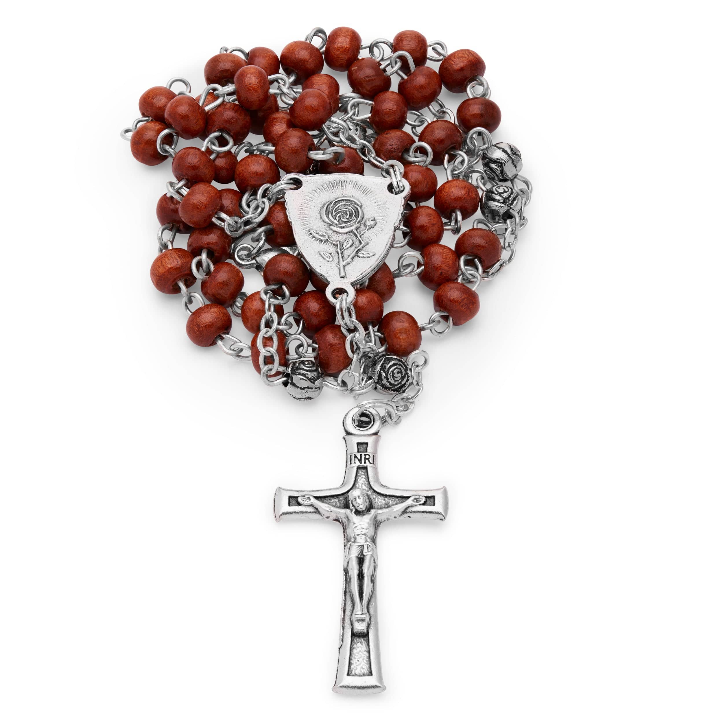 Olive Wood St. Rita Rosary Case With Wood Rosary | MONDO CATTOLICO