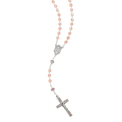 MONDO CATTOLICO ROMA Prayer Beads 40 cm (15.75 in) / 52 cm (20.47 in) / 4 mm (0.16 in) Scapular Rosary in Pink Crystal