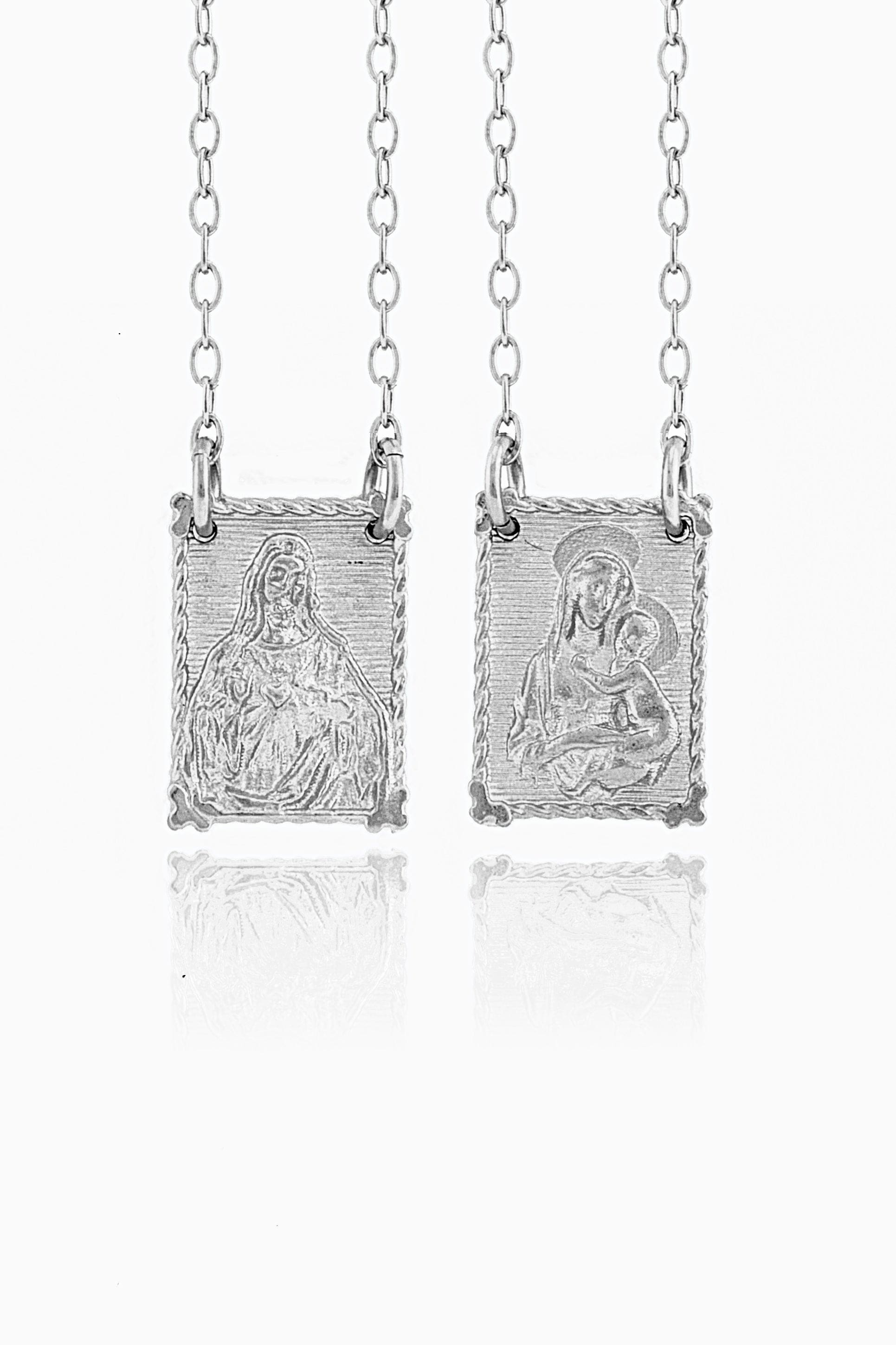 MONDO CATTOLICO Necklaces 9x12 mm (0.35x0.47 in) / Cm 70 (27.6 in) SCAPULAR STERLING SILVER 925 BLACK SILVER PLATED