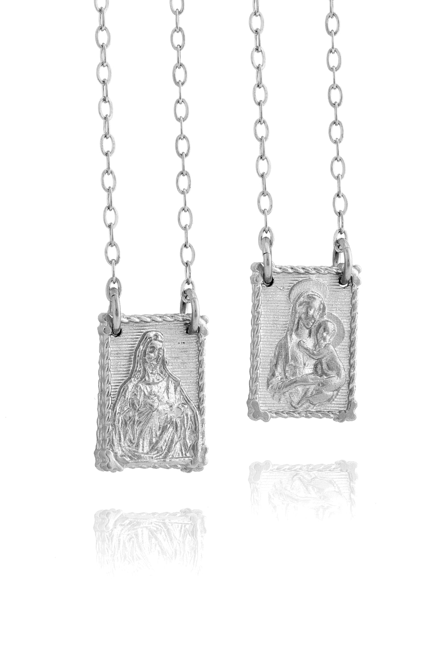 MONDO CATTOLICO Necklaces 11x15 mm (0.43x0.60 in) / Cm 70 (27.6 in) SCAPULAR STERLING SILVER 925 BLACK SILVER PLATED