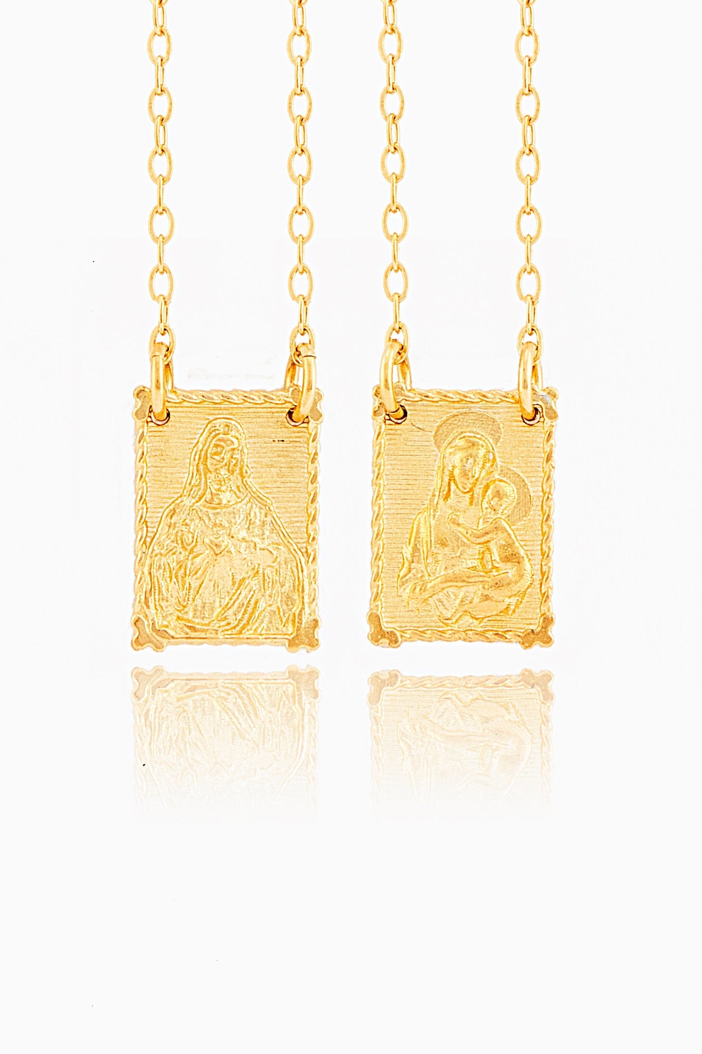 MONDO CATTOLICO Necklaces 9x12 mm (0.35x0.47 in) / Cm 70 (27.6 in) SCAPULAR STERLING SILVER 925 GOLD PLATED
