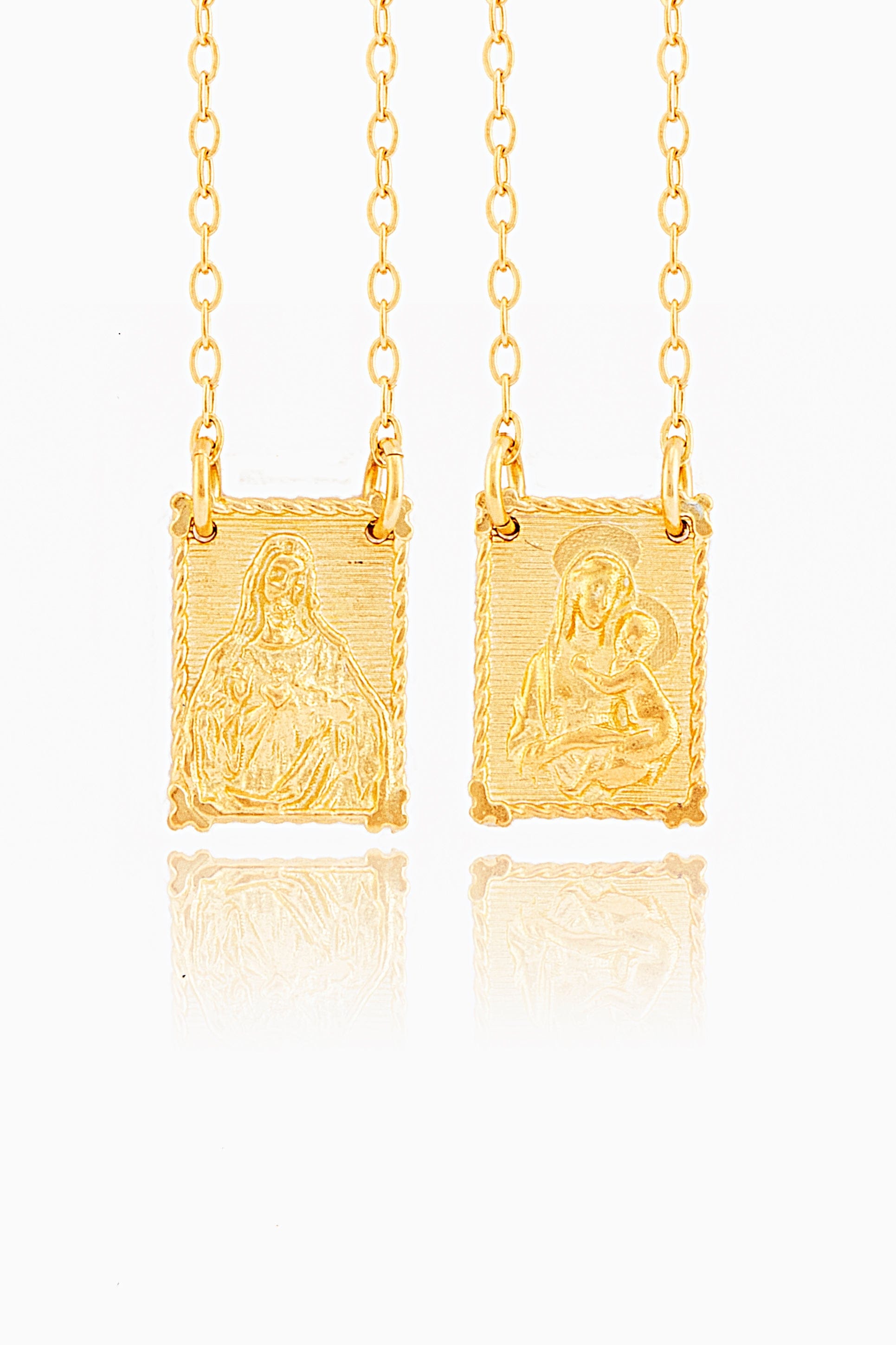 MONDO CATTOLICO Necklaces 9x12 mm (0.35x0.47 in) / Cm 70 (27.6 in) SCAPULAR STERLING SILVER 925 GOLD PLATED