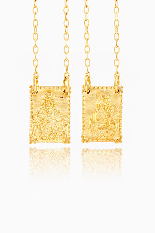 MONDO CATTOLICO Necklaces 9x12 mm (0.35x0.47 in) / Cm 70 (27.6 in) SCAPULAR STERLING SILVER 925 GOLD PLATED