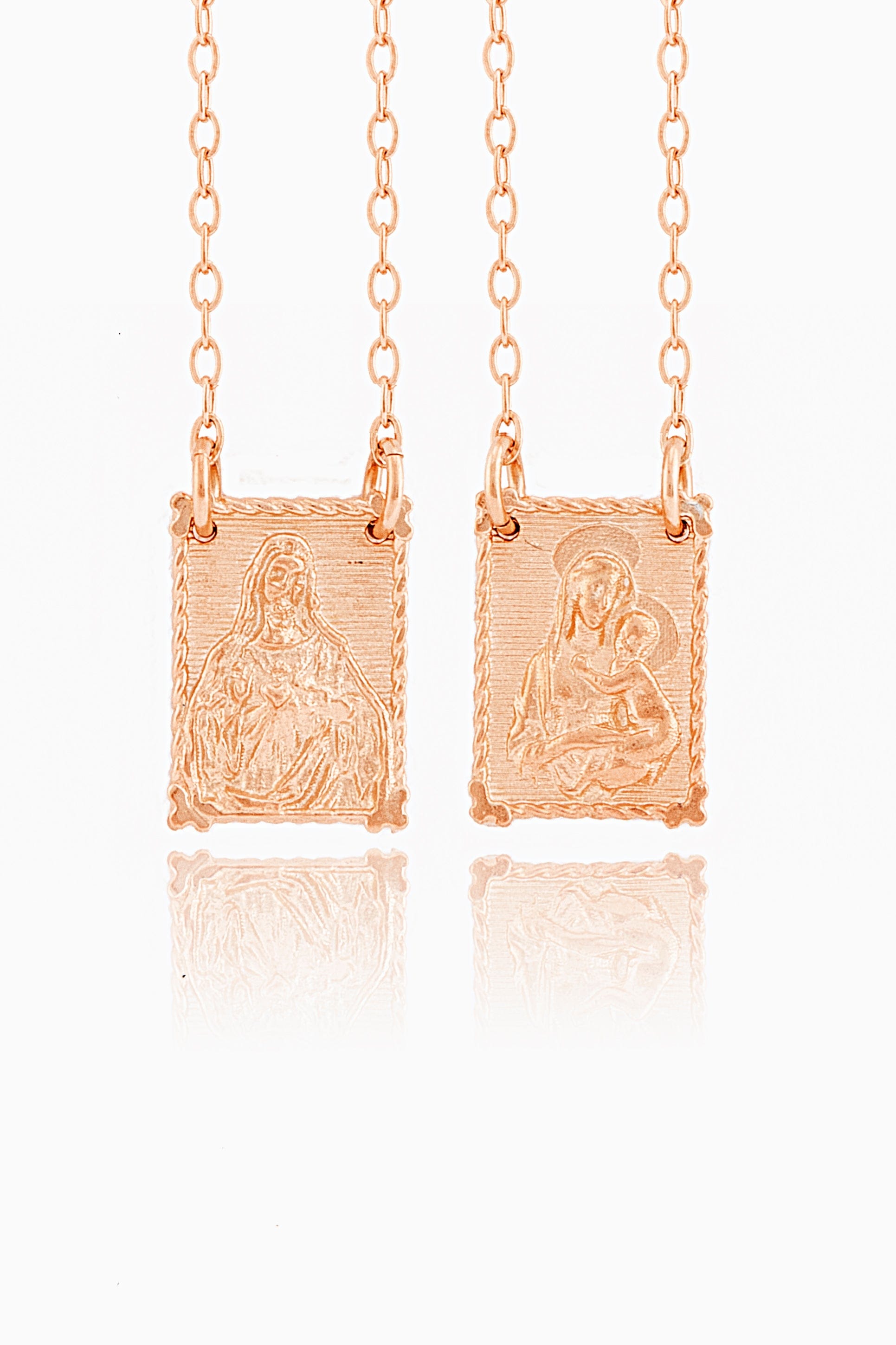 MONDO CATTOLICO Necklaces 9x12 mm (0.35x0.47 in) / Cm 70 (27.6 in) SCAPULAR STERLING SILVER 925 ROSE GOLD PLATED