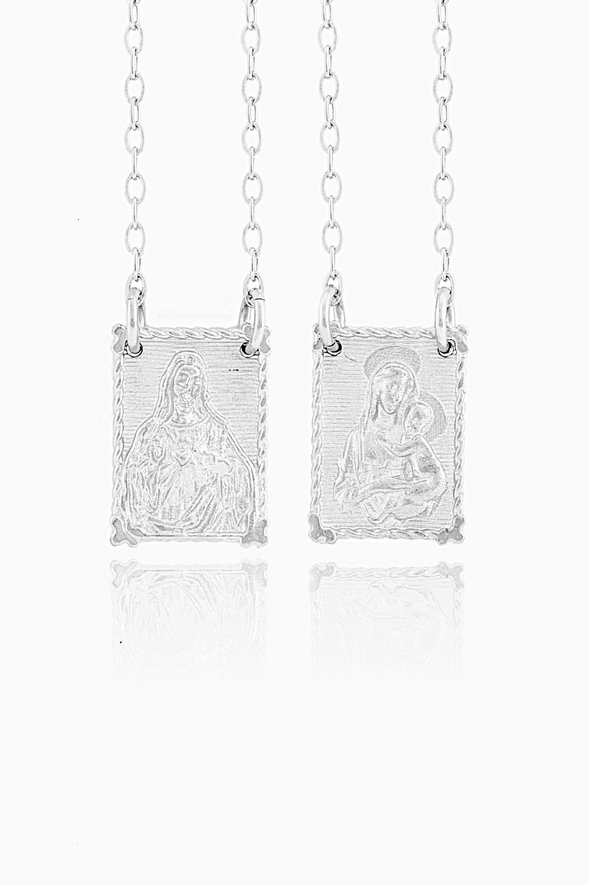 MONDO CATTOLICO Necklaces 11x15 mm (0.43x0.60 in) / Cm 70 (27.6 in) SCAPULAR STERLING SILVER 925 SILVER PLATED
