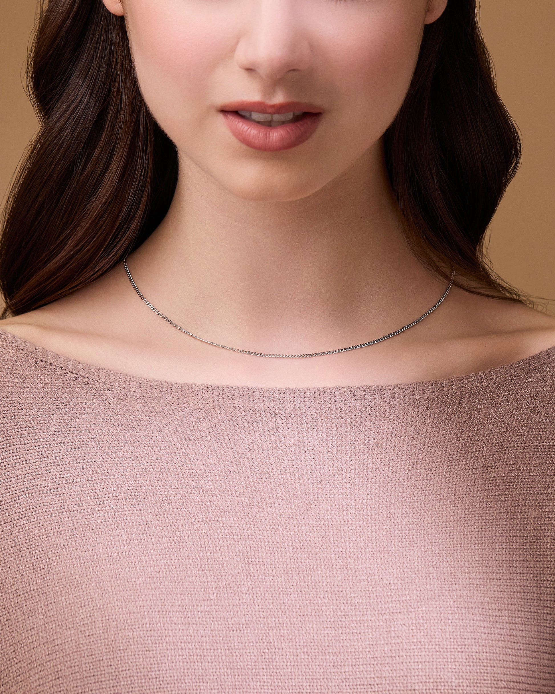 MONDO CATTOLICO ROMA Necklaces 45 cm (17.72 in) Short White Gold Curb Chain Necklace