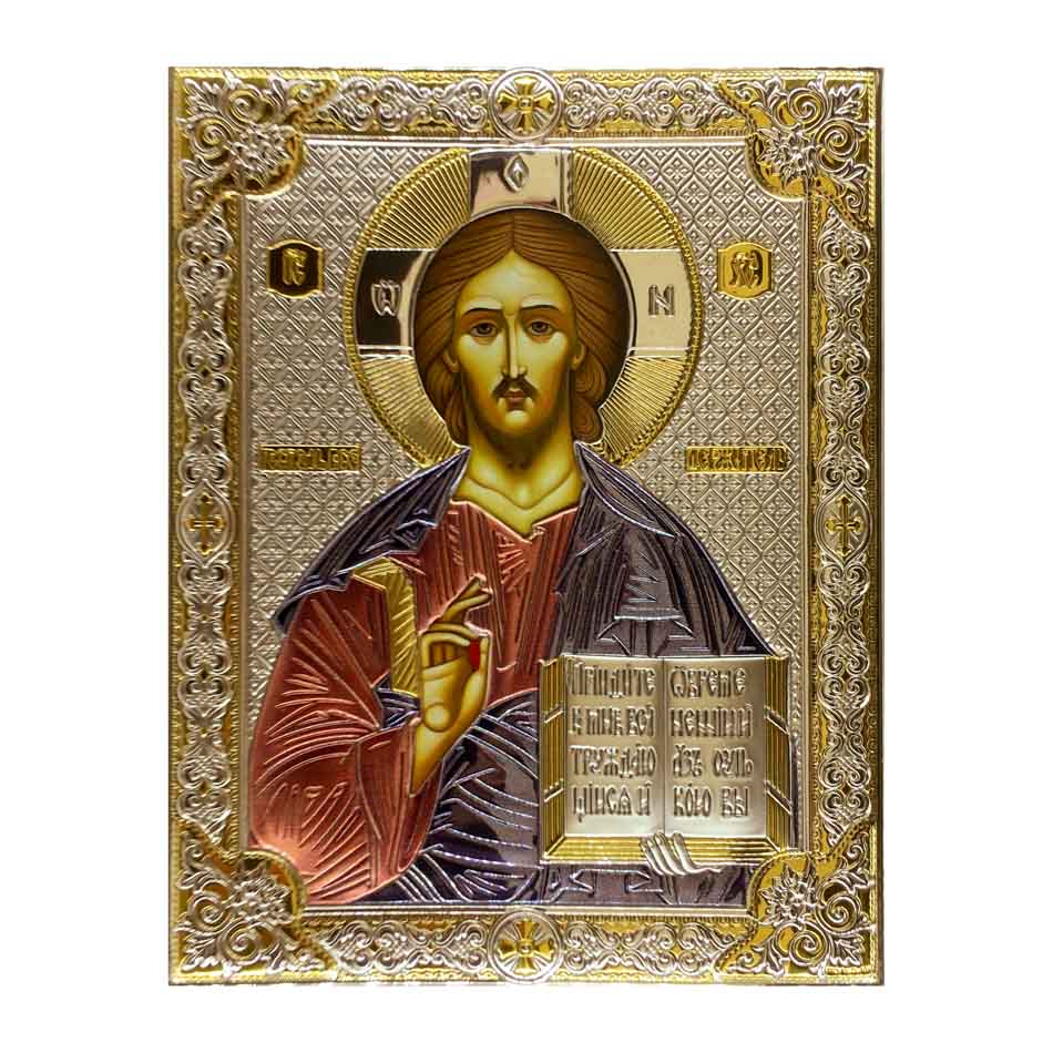 MONDO CATTOLICO Silver and Wood Icon of Jesus Christ 5,90"X 4,72"