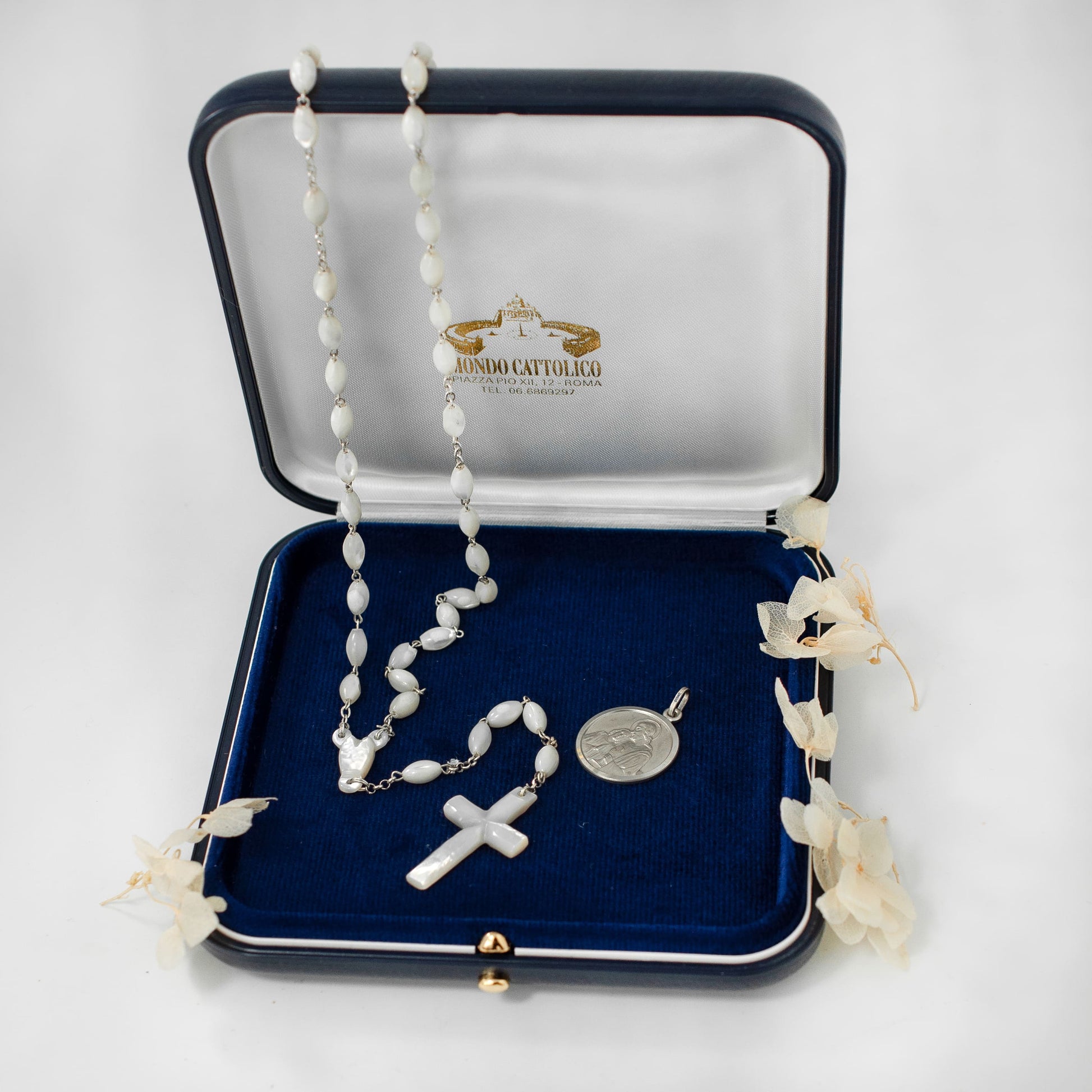 MONDO CATTOLICO Prayer Beads Silver First Communion Gift Set for Girl