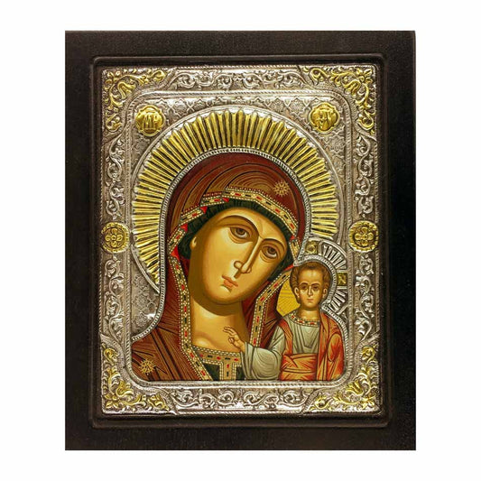 MONDO CATTOLICO Silver Icon Our Lady of Kazan 18x15 cm