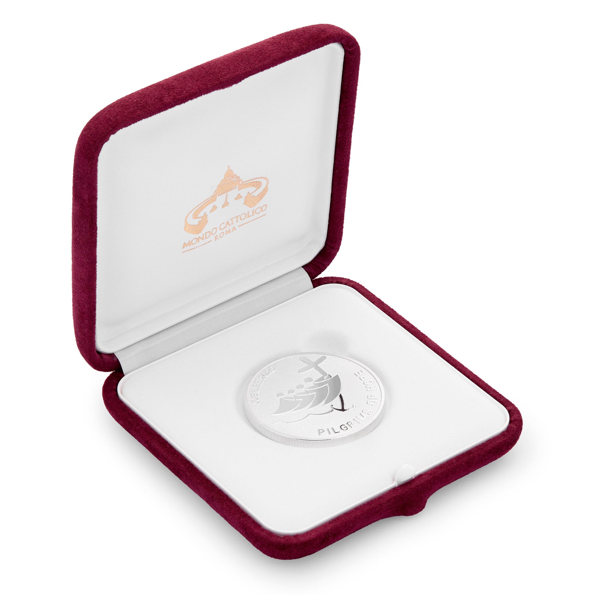 MONDO CATTOLICO ROMA Coin 4 cm (1.57 in) / Red Silver-tone Jubilee 2025 Commemorative Coin – Exclusive Edition