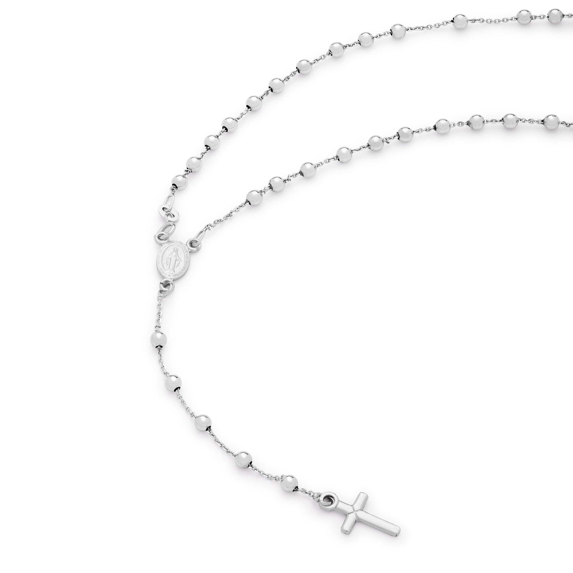 MONDO CATTOLICO Prayer Beads 30.5 cm (12 in) / 3 mm (0.11 in) Simple White Gold Rosary beads