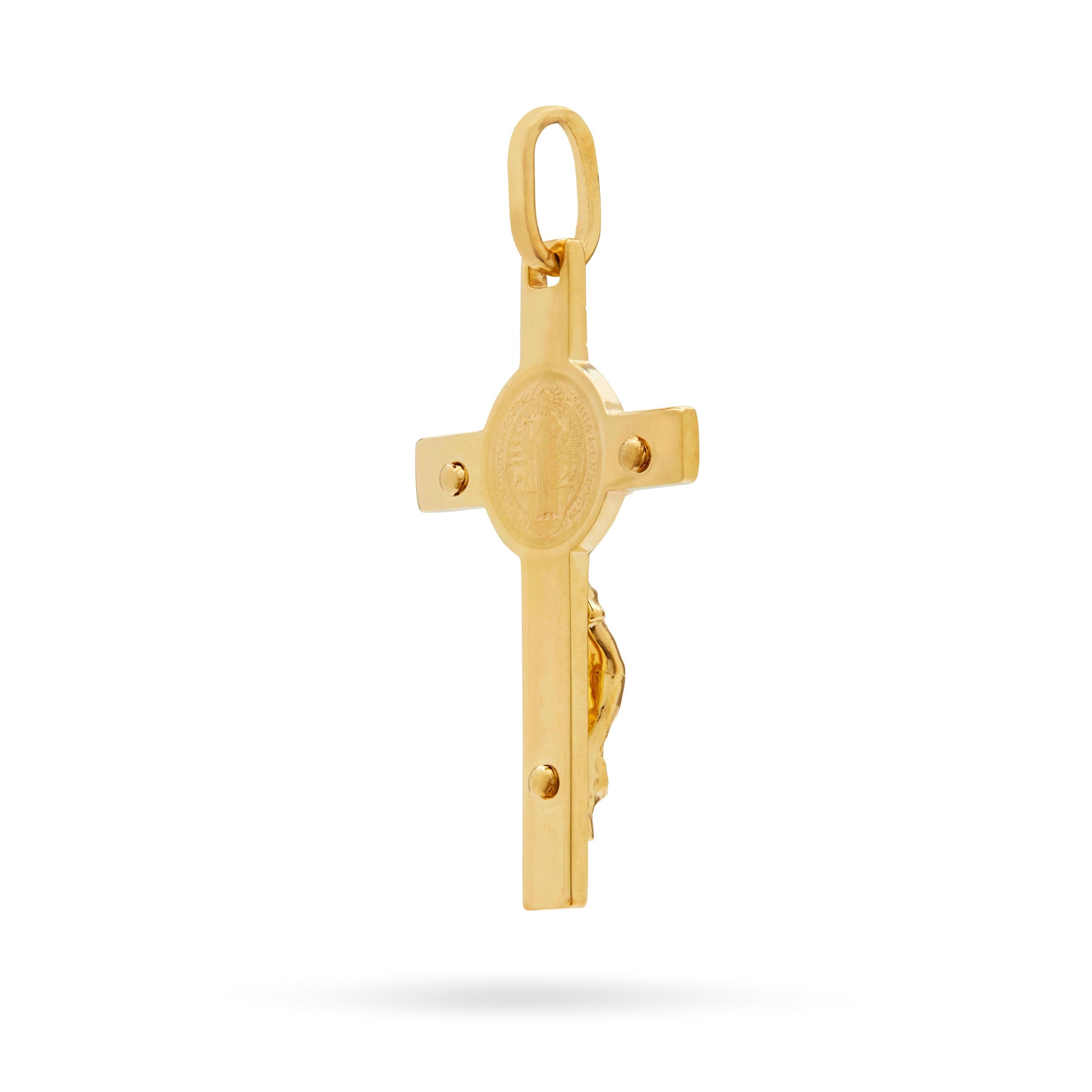 Mondo Cattolico Pendant 28 mm (1.10 in) Small Gold-plated Sterling Silver St. Benedict Crucifix Pendant