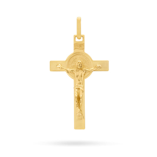 Mondo Cattolico Pendant 28 mm (1.10 in) Small Gold-plated Sterling Silver St. Benedict Crucifix Pendant
