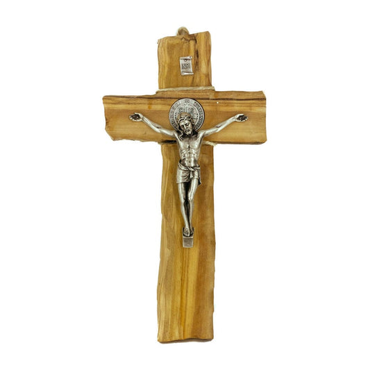 MONDO CATTOLICO Solid Olive Wood St. Benedict Crucifix