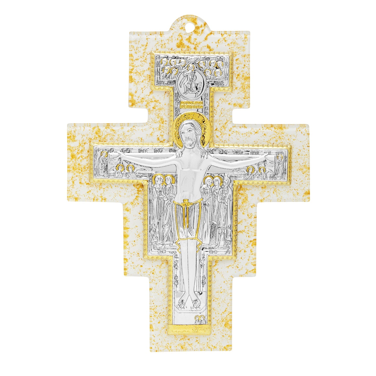MONDO CATTOLICO St Damian Wall Crucifix Murano Glass