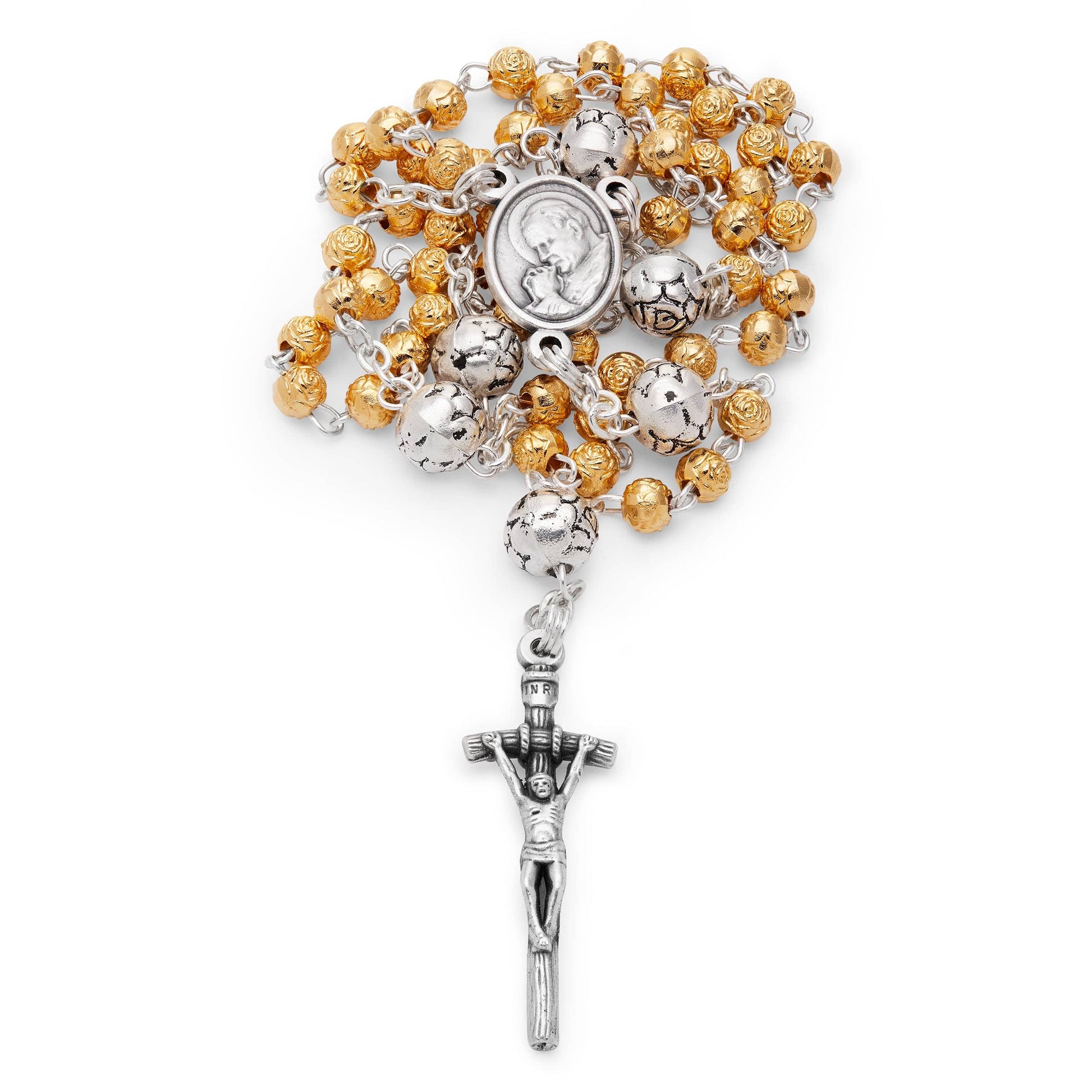 MONDO CATTOLICO 32 cm (12.6 in) / 4 mm (0.15 in) St. John Paul II Golden Case And Rosary In Zamak