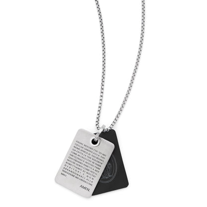 MONDO CATTOLICO ROMA Pendant 1.20 x 2 cm (0.47 x 0.79 in) / 45 - 50 cm (17.72 - 19.69 in) Stainless Steel Double Tag Pendant with Our Father and Chain