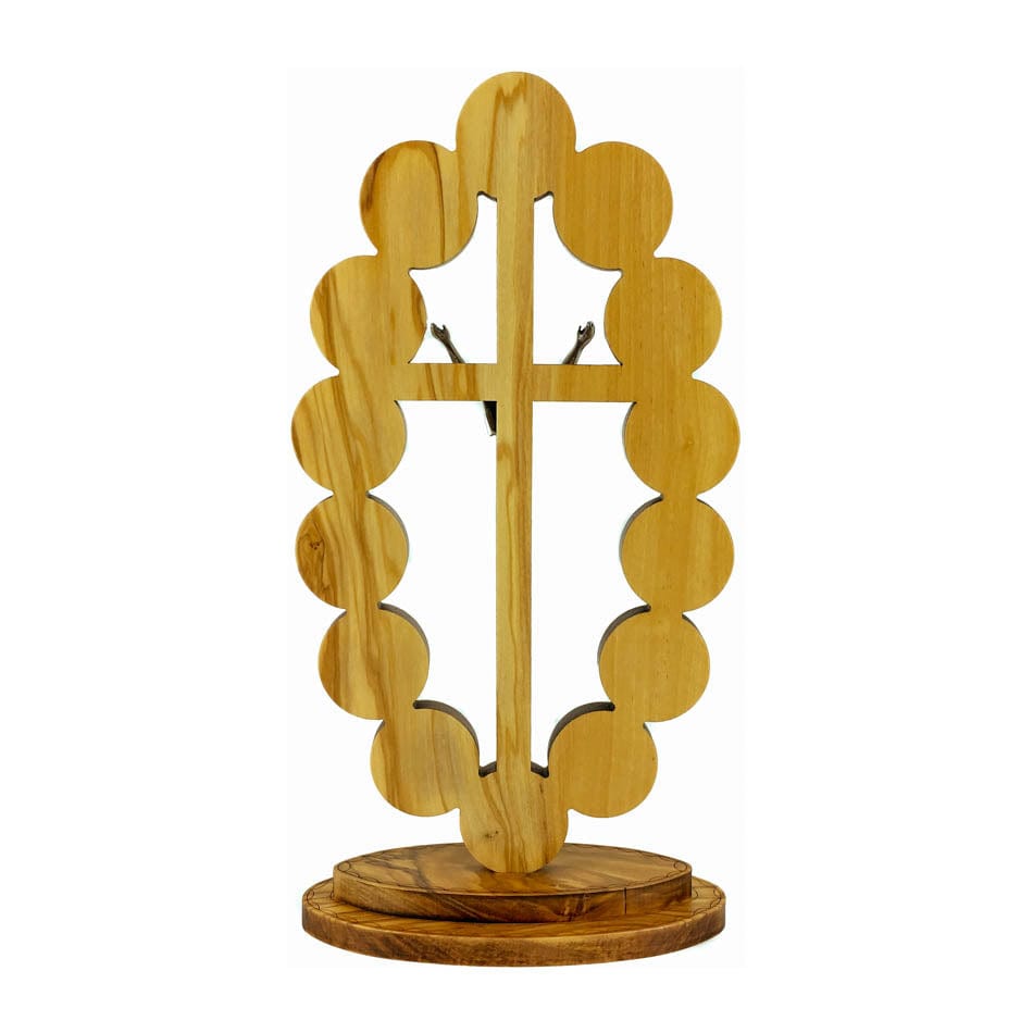 MONDO CATTOLICO 28 cm (11 in) Via Crucis Olive Wood Cross with Risen Christ