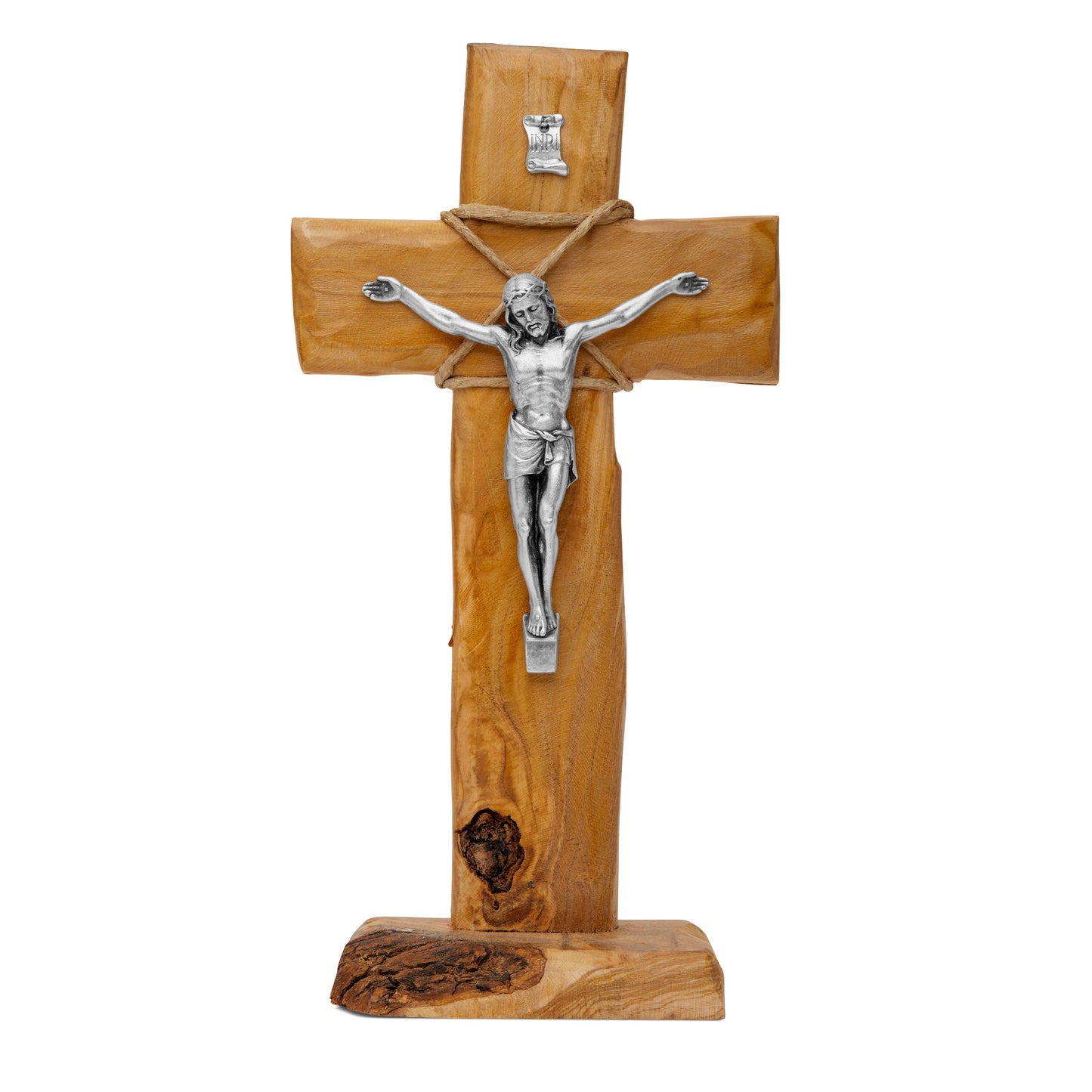 MONDO CATTOLICO Standing Solid Olive Wood Crucifix