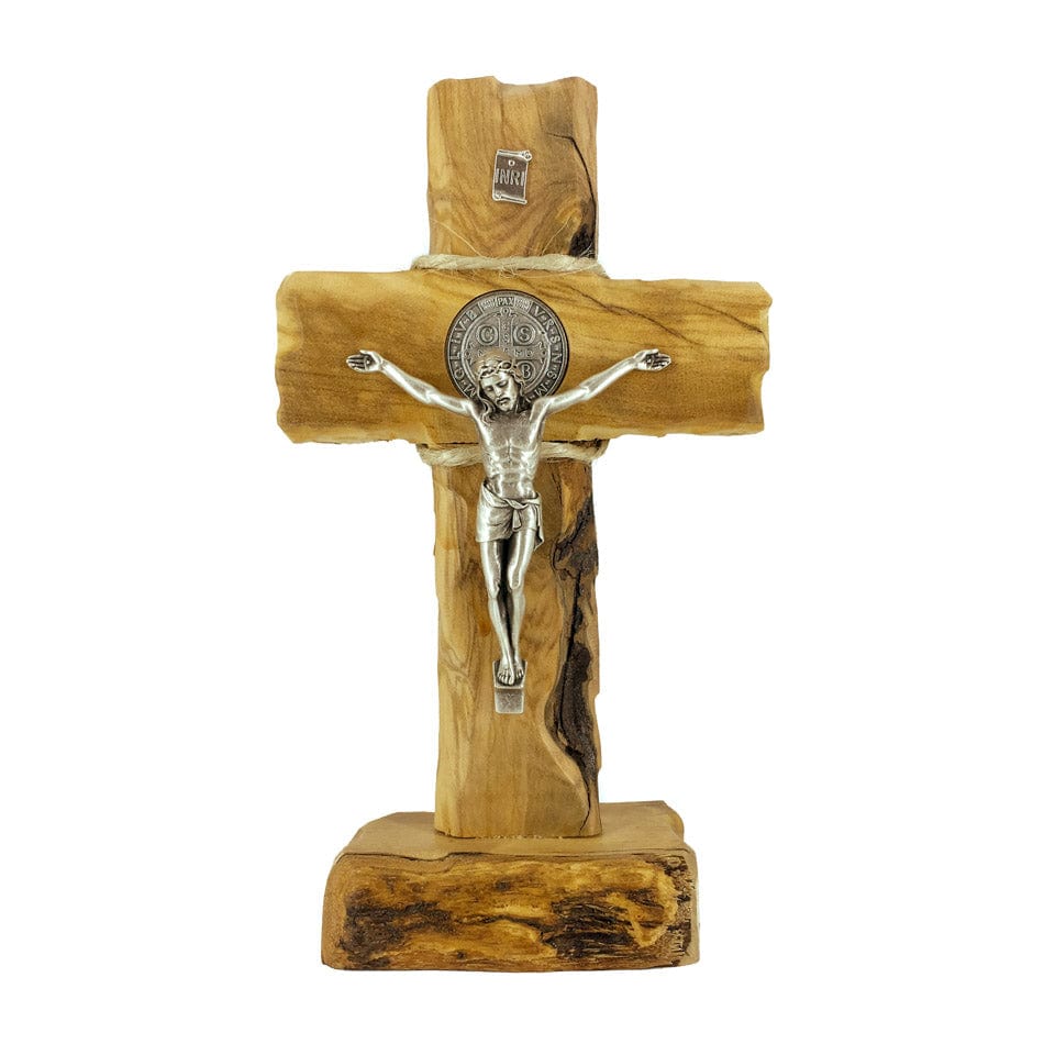 MONDO CATTOLICO Natural Olive Wood and Metal Crucifix
