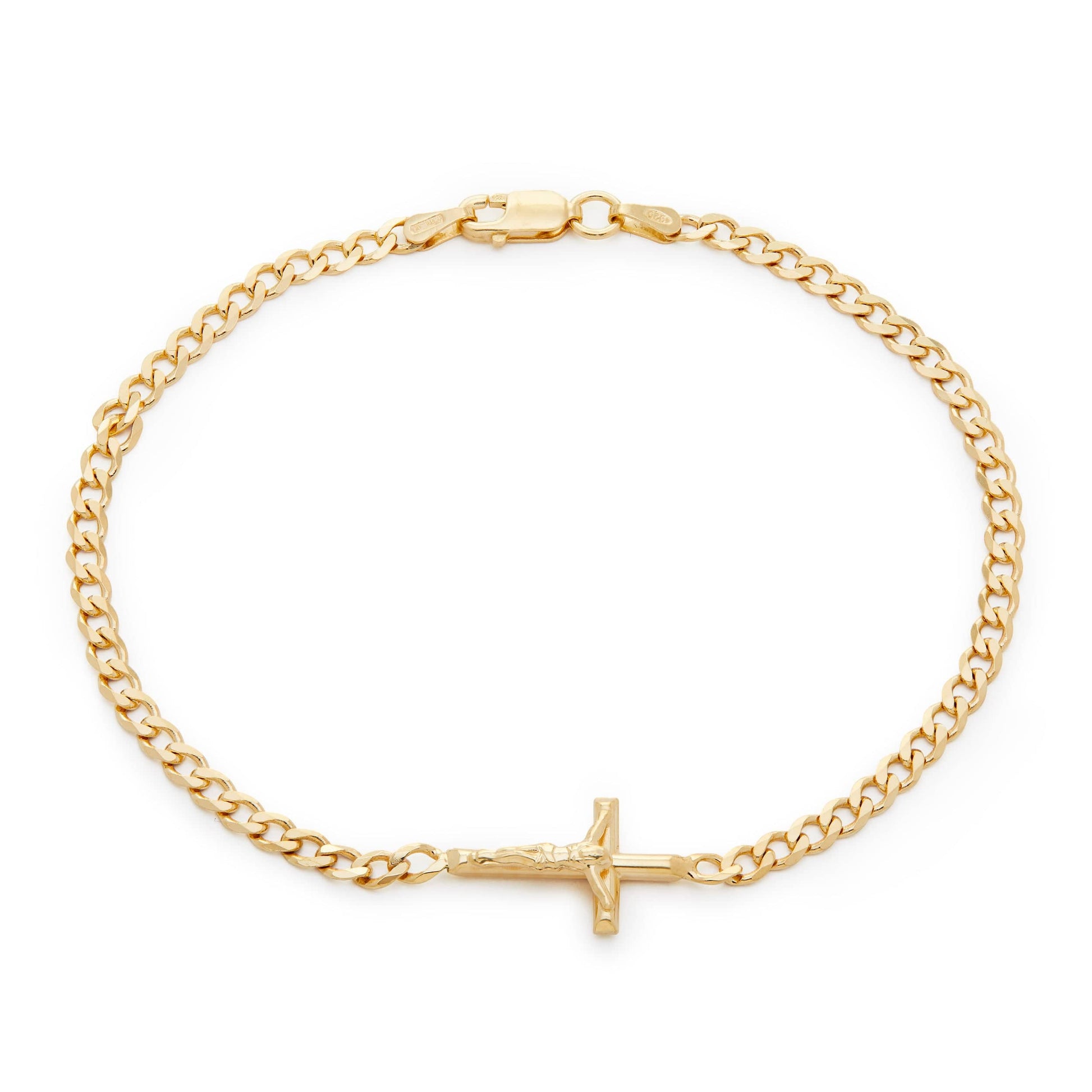 MONDO CATTOLICO Apparel & Accessories 21 Cm (8.26 in) Sterling Silver Bracelet with Crucifix