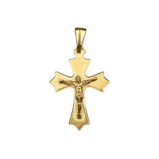 MONDO CATTOLICO Sterling Silver Budded Crucifix Plated in Gold