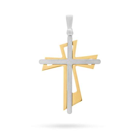 Mondo Cattolico Pendant 28 mm (1.10 in) Sterling Silver Cross Pendant With Gold-plated Sterling Silver Double Cross