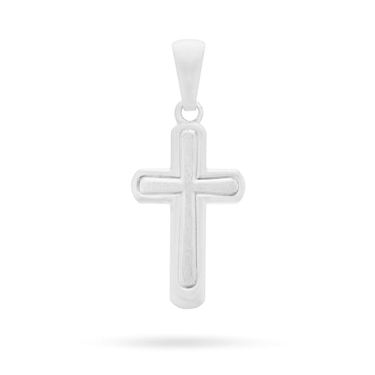 Mondo Cattolico Pendant 25 mm (0.98 in) Sterling Silver Cross Pendant With Satin Interior