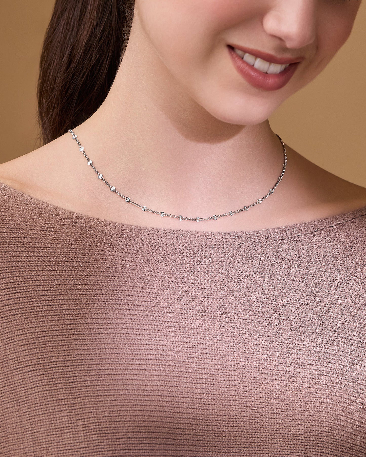 MONDO CATTOLICO ROMA Necklaces Sterling Silver Curb Chain Necklace with Faceted Disc Inserts