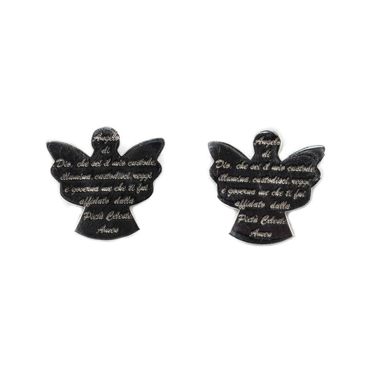 MONDO CATTOLICO Sterling Silver Earrings with Angel of God Prayer