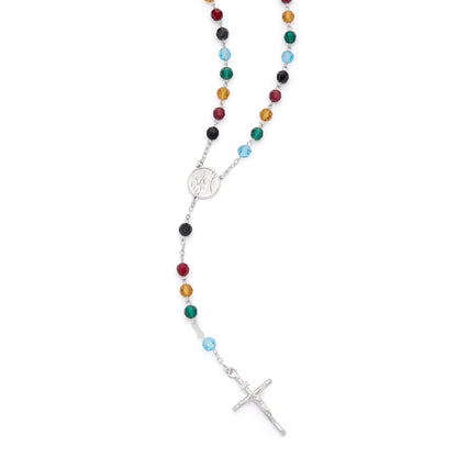 MONDO CATTOLICO ROMA Rosary 50 cm (19.69 in) / 68 cm (26.77 in) / 6 mm (0.24 in) Sterling Silver Jubilee 2025 Rosary with Crystal Beads