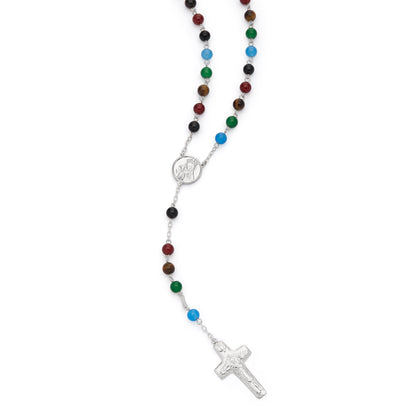 MONDO CATTOLICO ROMA Rosary 50 cm (19.69 in) / 68 cm (26.77 in) / 6 mm (0.24 in) Sterling Silver Jubilee 2025 Rosary with Semi-precious Stone Beads