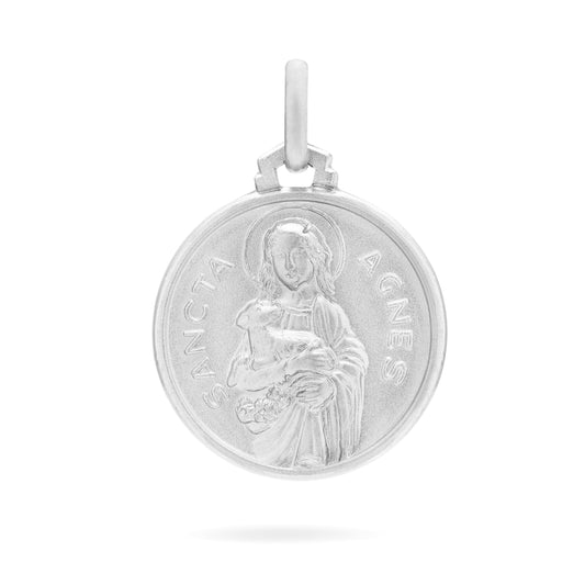 MONDO CATTOLICO Medal 18 mm (0.70 in) Sterling Silver Medal of Saint Agnes