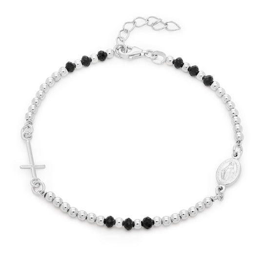 MONDO CATTOLICO Prayer Beads Cm 23 (9.05 in) / 2 mm (0.07 in) Sterling Silver MIraculous Bracelet