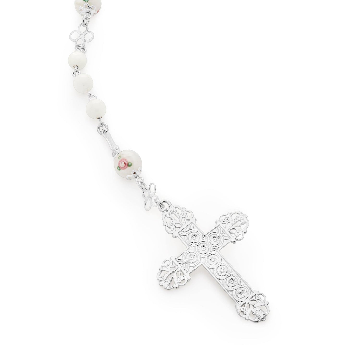 MONDO CATTOLICO Prayer Beads 51 cm (20.07 in) / 4 mm (0.15 in) Sterling Silver Miraculous Mary Wedding Rosary