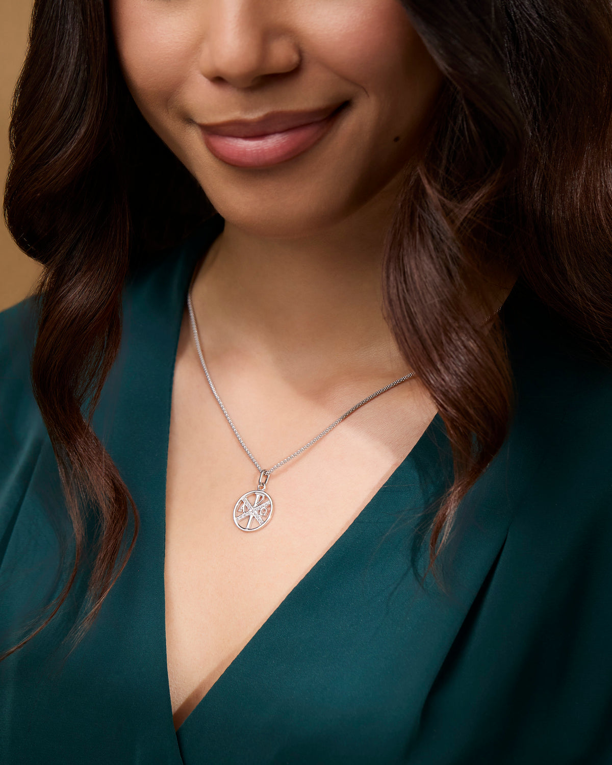 Sterling Silver Peace Cross Medal with Zirconia