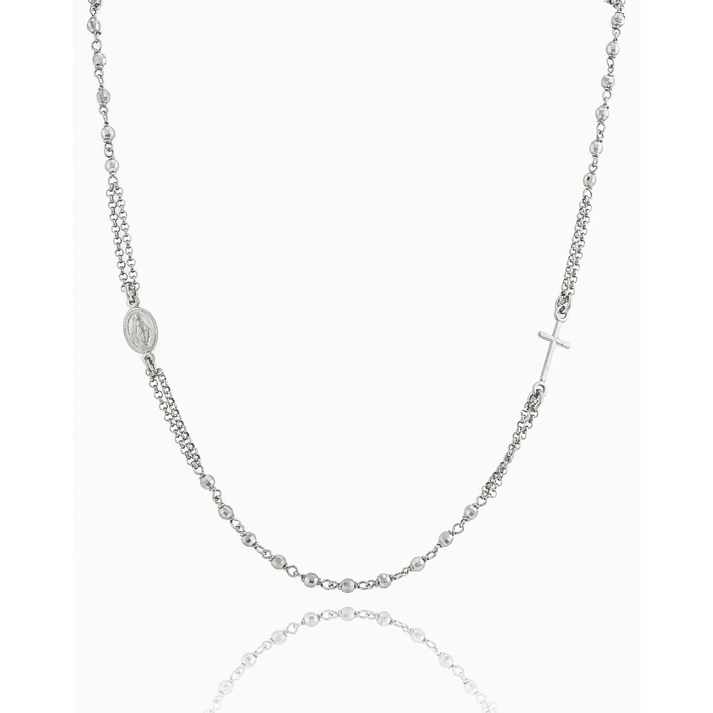 MONDO CATTOLICO Necklaces Dark Rhodium / Cm 46 (18.1 in) STERLING SILVER PLATED 3 MM BEADS NECKLACE