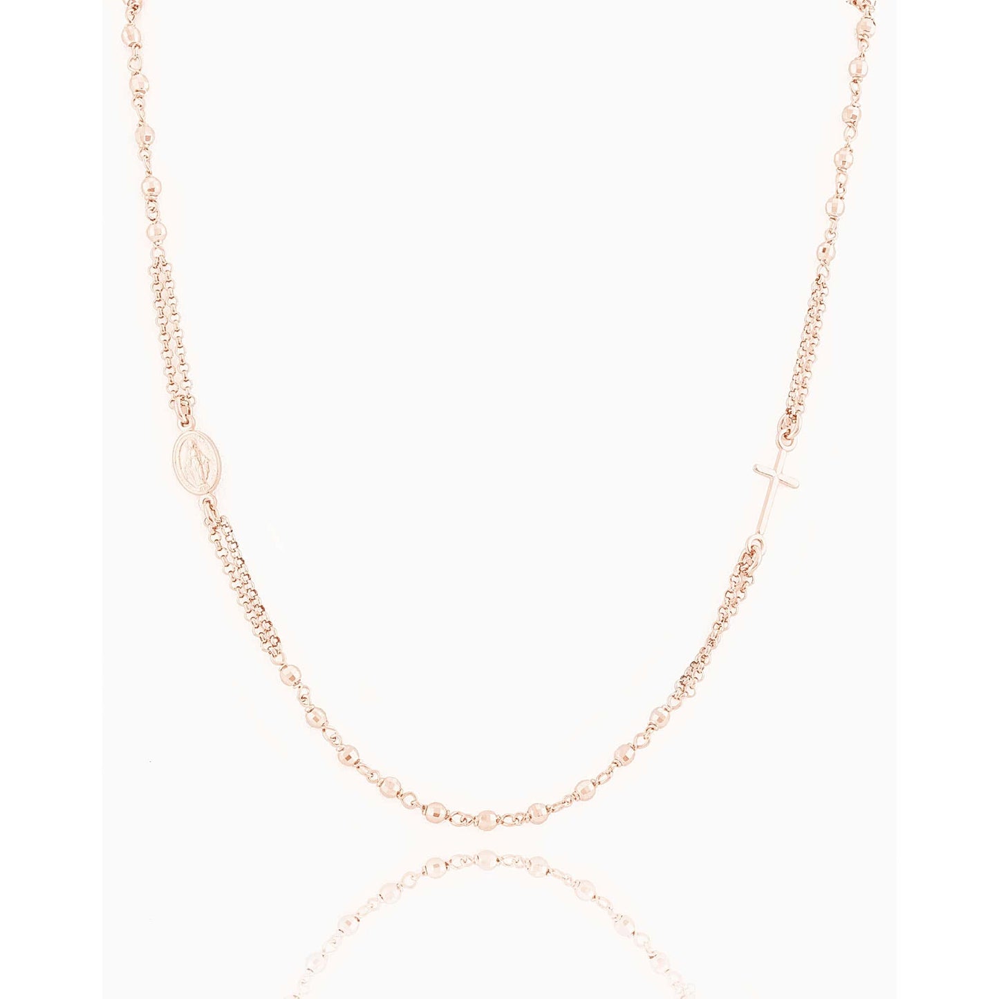 MONDO CATTOLICO Necklaces Rose Gold / Cm 46 (18.1 in) STERLING SILVER PLATED 3 MM BEADS NECKLACE
