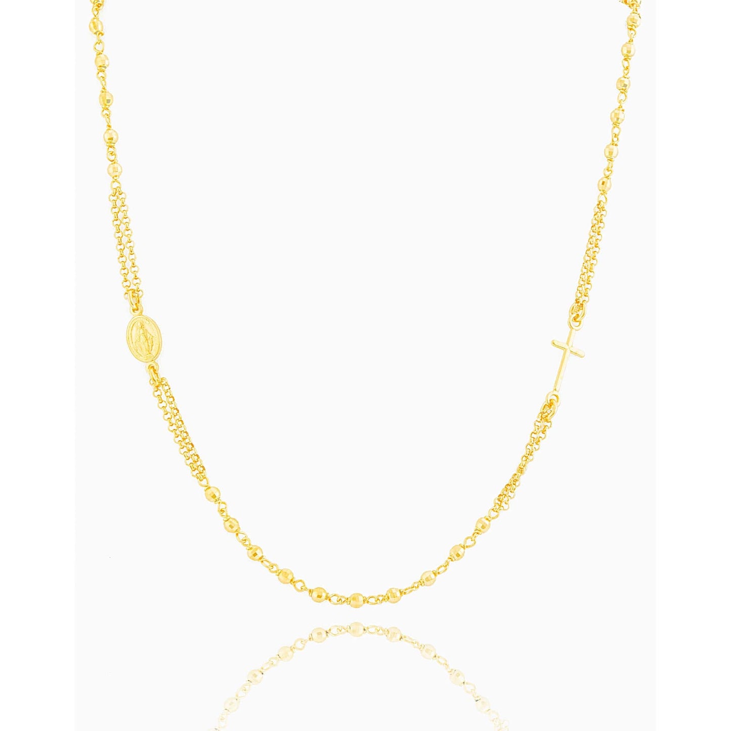 MONDO CATTOLICO Necklaces Gold / Cm 46 (18.1 in) STERLING SILVER PLATED 3 MM BEADS NECKLACE
