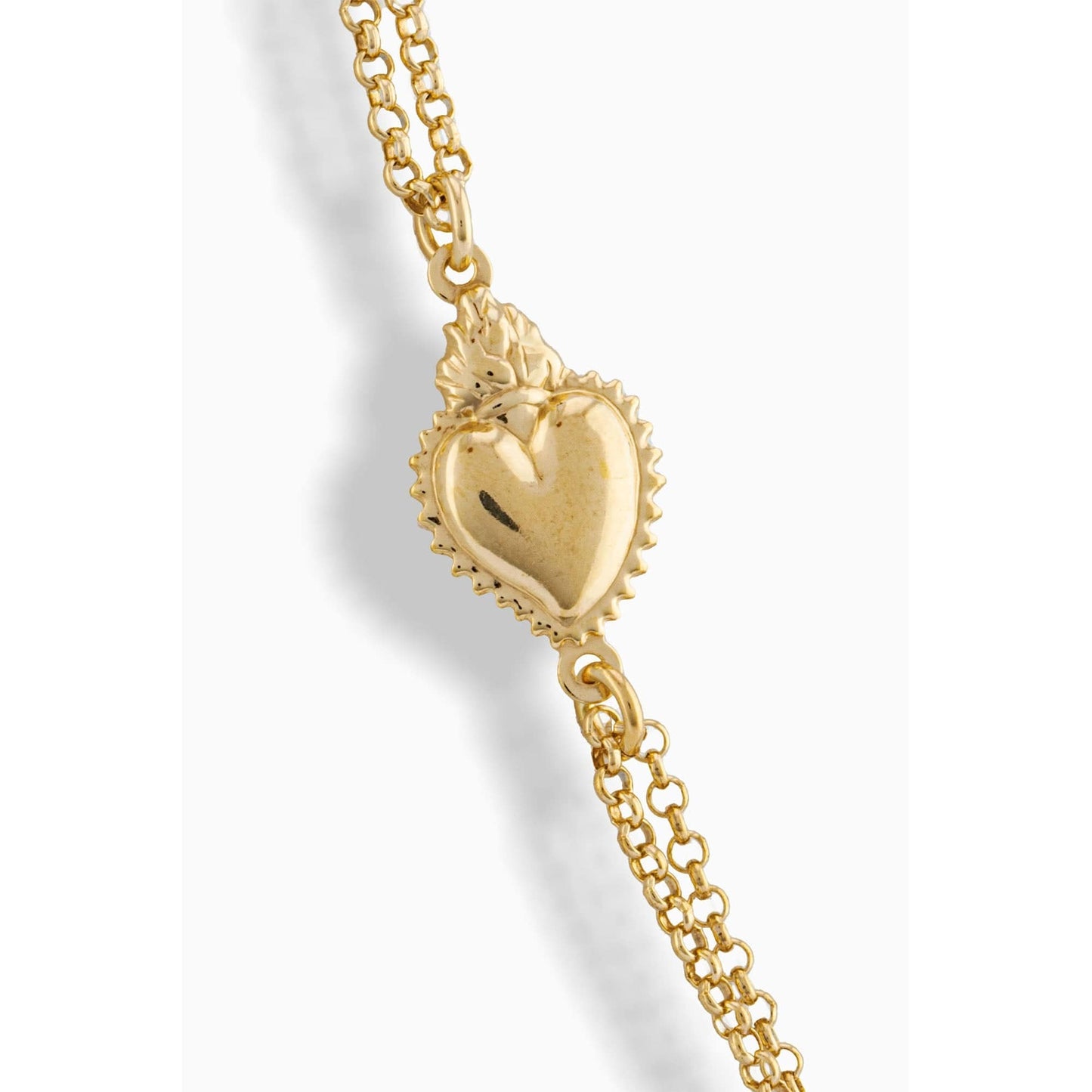 MONDO CATTOLICO Prayer Beads Gold / Cm 46 (18.1 in) STERLING SILVER PLATED SACRED HEART 2MM BLACK BEADS NECKLACE