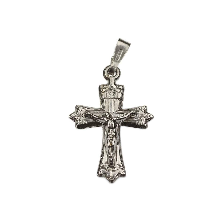 MONDO CATTOLICO Sterling Silver Pointed Ends Crucifix Pendant